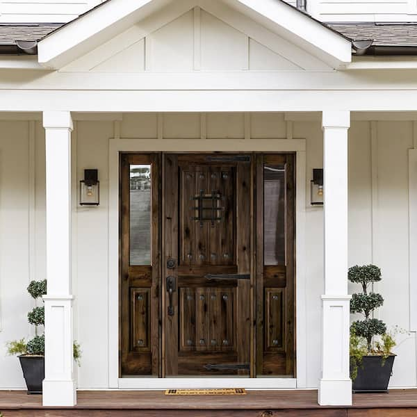 Krosswood Doors 44 in. x 96 in. Mediterranean Alder Sq Clear Low-E  Unfinished Wood Right-Hand Prehung Front Door with Left Half Sidelite  PHED.KA.300V.26.80.134.RH-M1-1.1LSL - The Home Depot