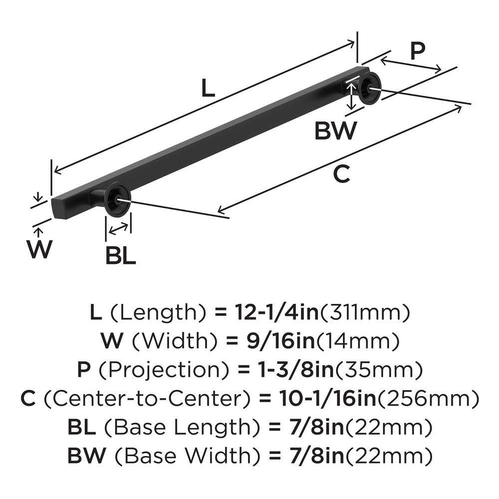Everett 10-1/16 inch Matte Black Nickel Cabinet Pull