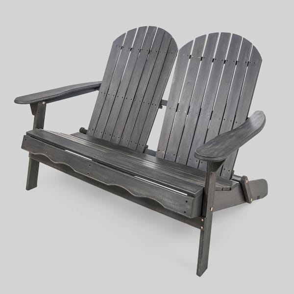 TIRAMISUBEST Dark Gray Wood Outdoor Adirondack Loveseat
