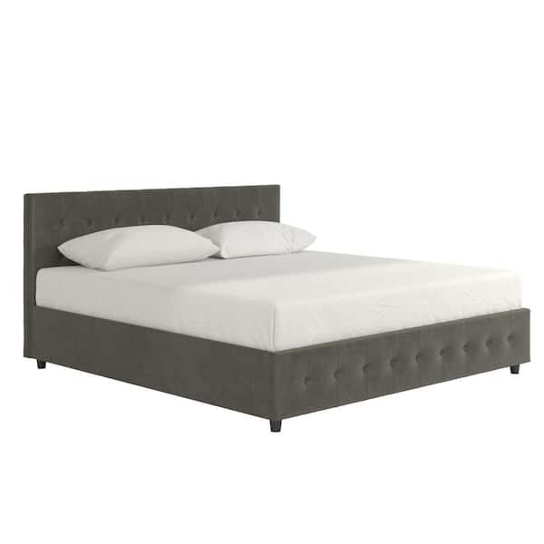 DHP Sherry Gray Upholstered Velvet Queen Size Bed