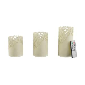 Lace Design Flameless Candle Set with Remote Control (Set of 3)
