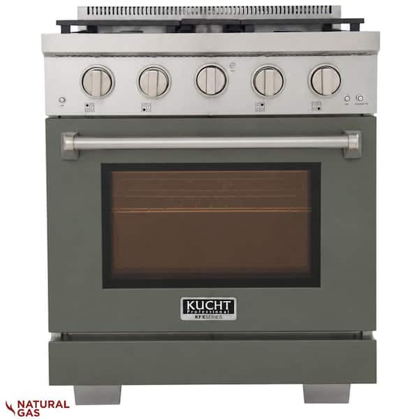 30 in. 4.2 cu. ft. 4-Burners Freestanding Natural Gas Range and Convection Oven in Olive Green with True Simmer Burners
