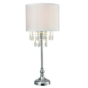 Handcrafted Essence 32.5 in. Tall Crystal Table Lamp, Transitional Table Lamp with Polished Chrome Finish Base