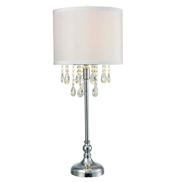 Dale Tiffany Handcrafted Essence 32.5 in. Tall Crystal Table Lamp, Transitional Table Lamp with Polished Chrome Finish Base