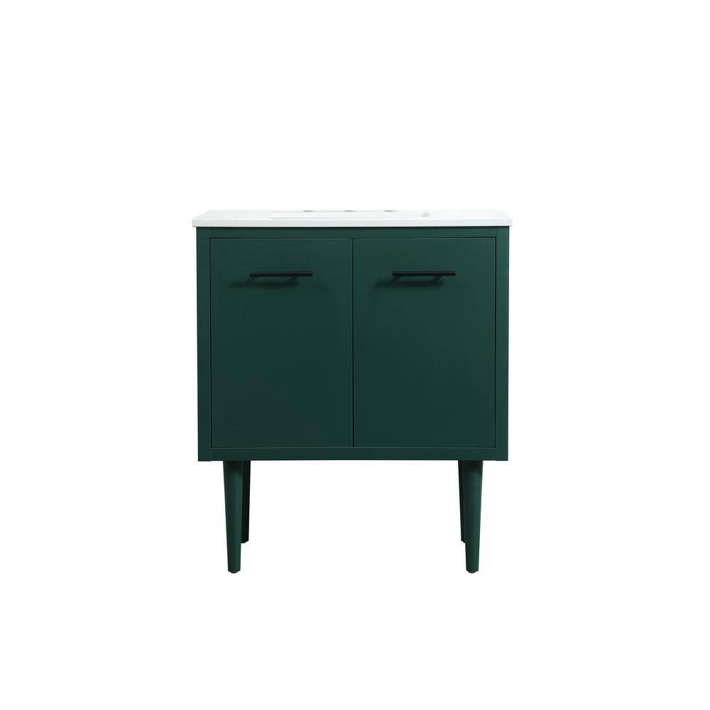 Simply Living 30 in. W x 19 in. D x 33.5 in. H Bath Vanity in Green with Iv