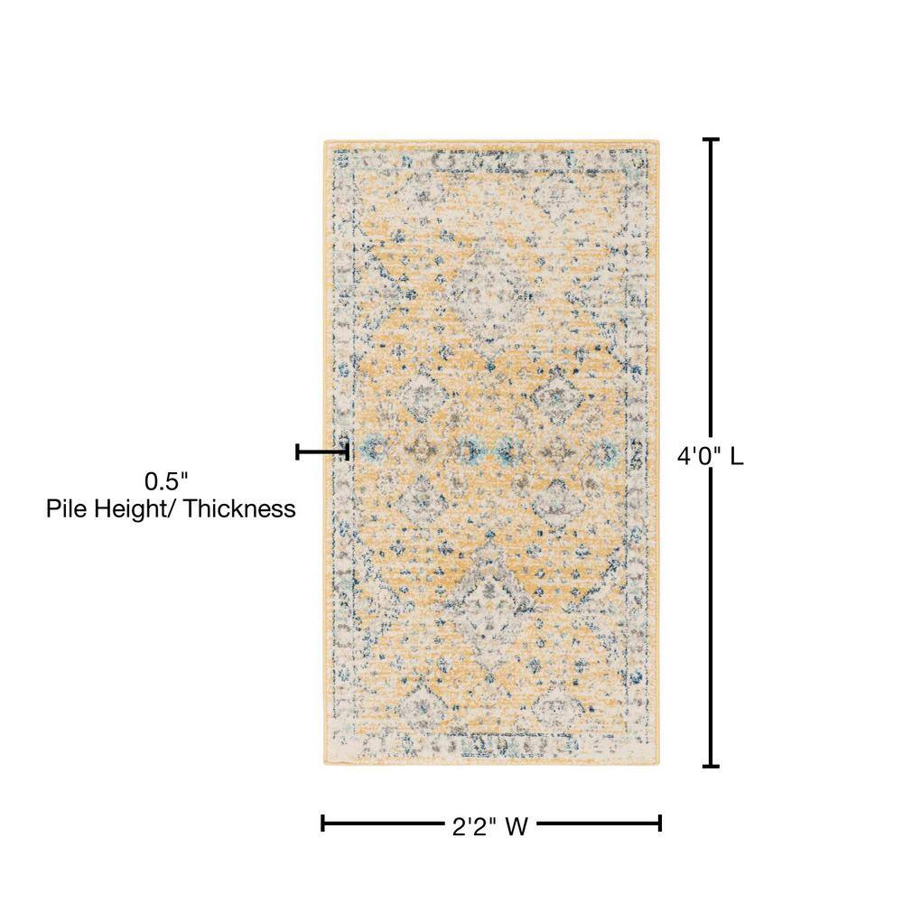 Gold and Ivory High Pile Rectangular Rug