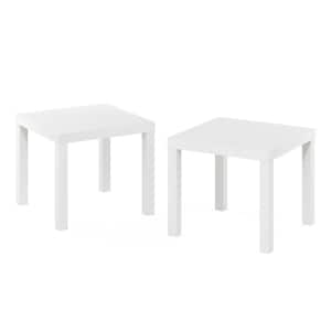 Classic 20 in. White Square Wood End Table (Set of 2)