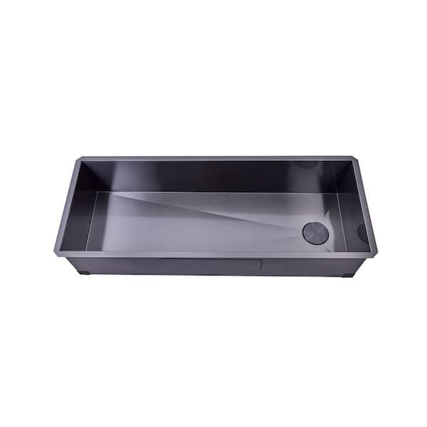 Kingsman 48 in. Undermount Single Bowl 16-Gauge Galaxy Black Matte Black Stainless Steel Kitchen Sink