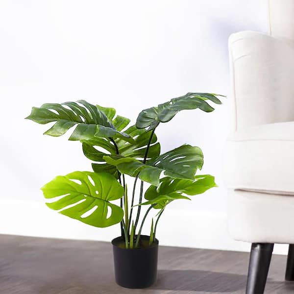 2 ft. Artificial Monstera Plant Split Leaf Philodendron Tree in Pot