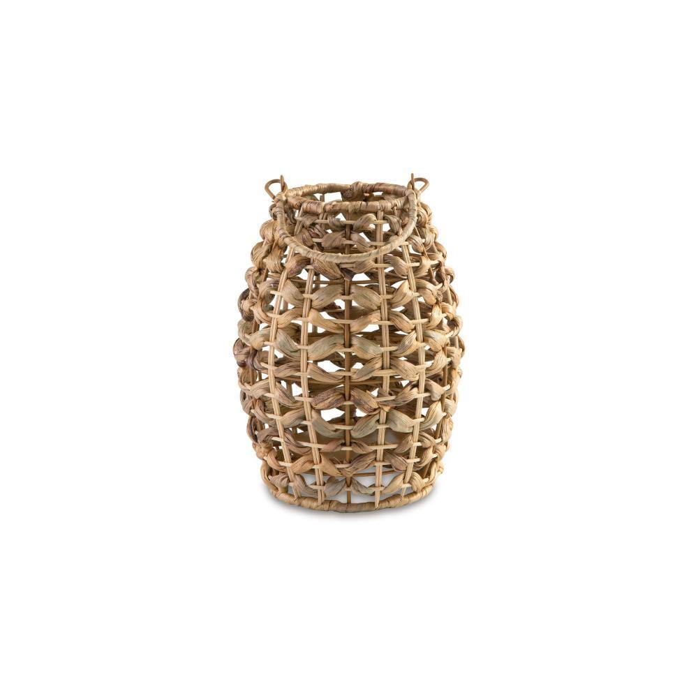 Brown Rattan Woven Hanging Candle Lantern, 13.25" Height