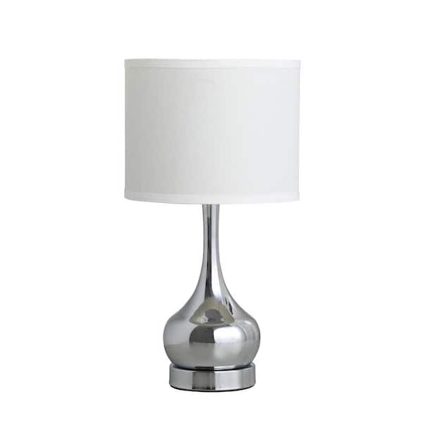 HomeRoots 18.75 in. Silver Integrated LED Gourd Bedside Table Lamp