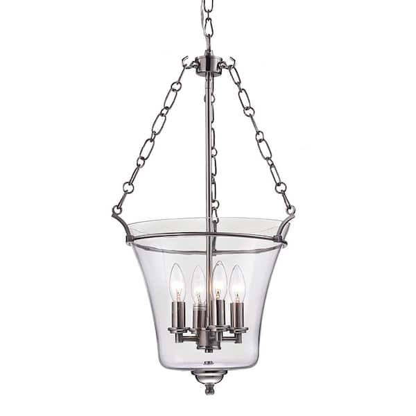Warehouse of Tiffany Reagan 15 in. 4-light Indoor Silver Pendant Lamp with Light Kit