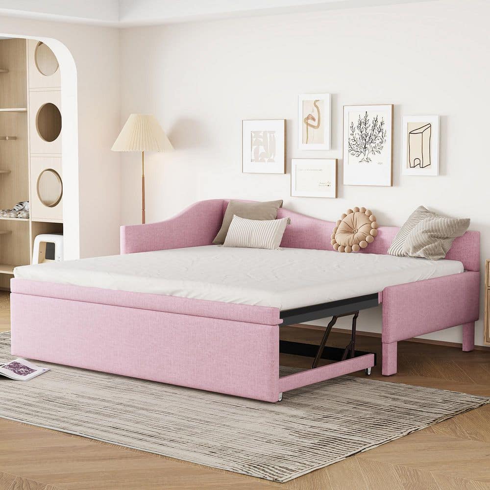 Harper & Bright Designs L-Shaped Pink Twin Size Upholstered