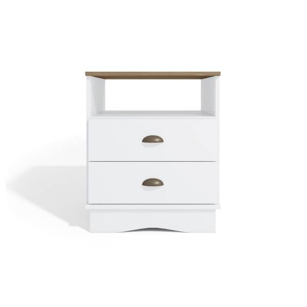 Rhodes Wooden Bedside Table with 2 Drawer Storage - Decornation