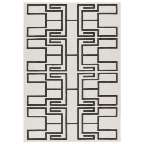 VIBE BY JAIPUR LIVING Odion 4 ft. x 6 ft. White/Charcoal Geometric Indoor/Outdoor Area Rug