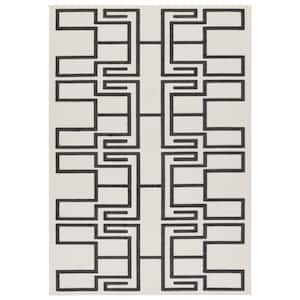 Odion 6 ft. x 9 ft. White/Charcoal Geometric Indoor/Outdoor Area Rug
