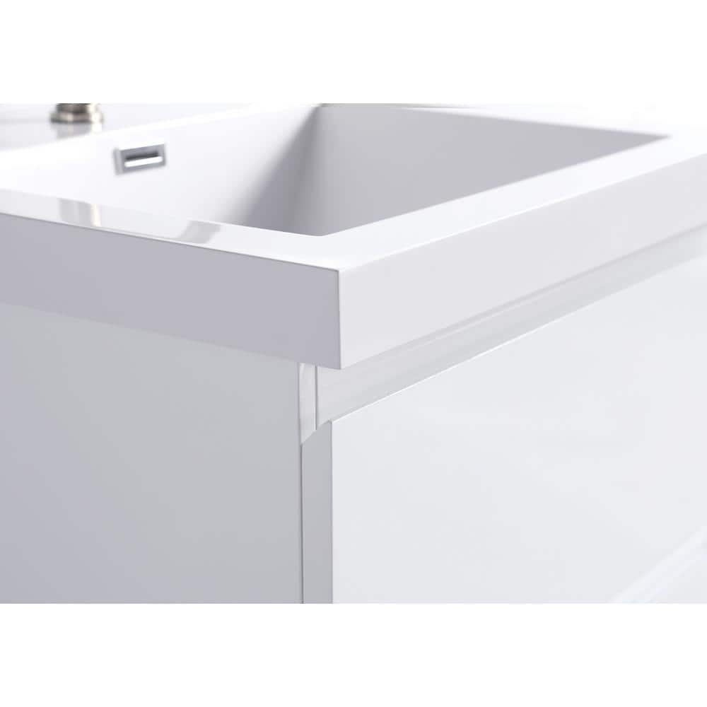 24-Inch White Plywood Wall-Mount Vanity with Resin Countertop