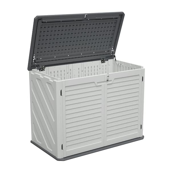 29.7 in. W x 52.3 in. D x 38.9 in. H White Plastic Outdoor Storage Cabinet, Horizontal Storage Shed with Removable Shelf