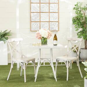 White Water Resistant Metal Farmhouse Outdoor Dining Chair (Set of 2)