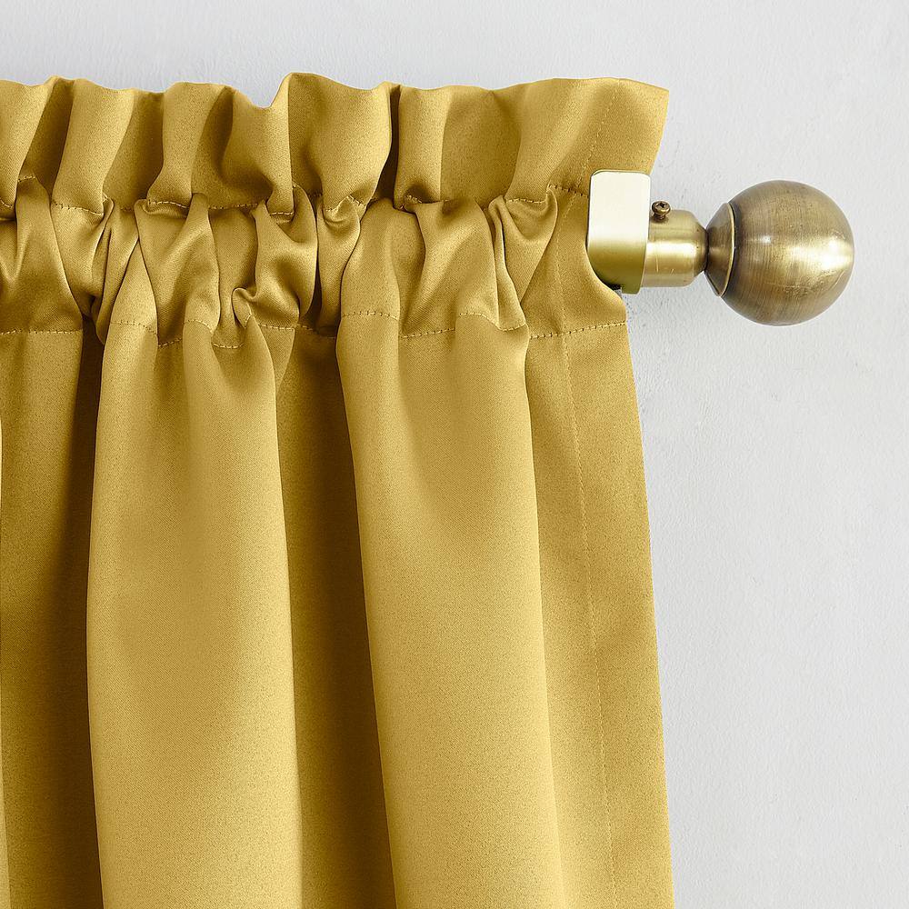 Flax Gold Room Darkening Polyester Rod Pocket Curtain Panel