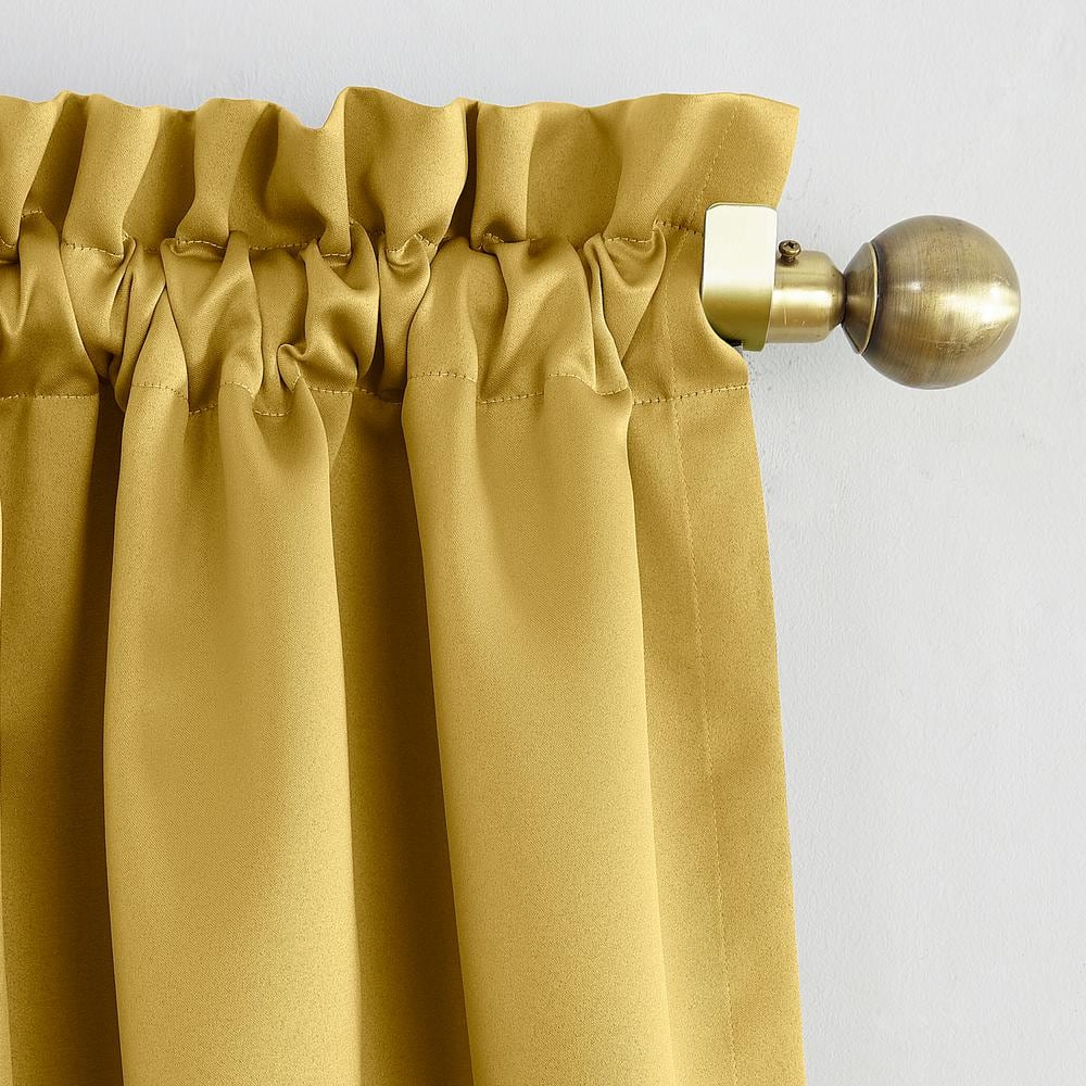 Flax Yellow Room Darkening Rod Pocket Curtain Panel