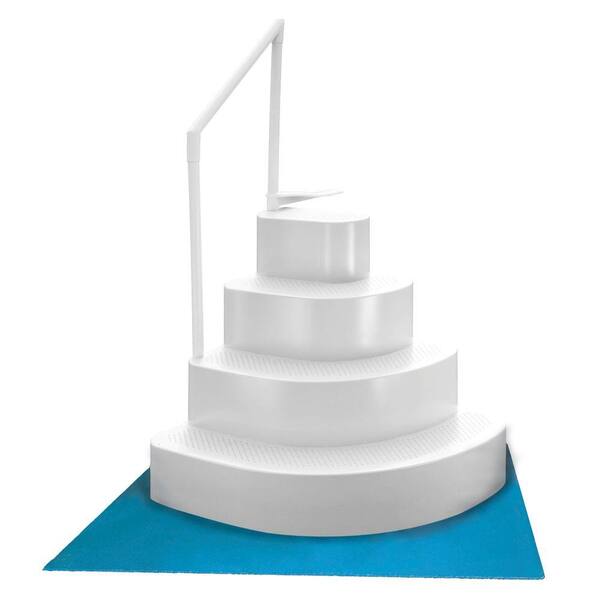 Blue Wave White Wedding Cake Above Ground Pool Step With Liner Pad Ne110wh The Home Depot