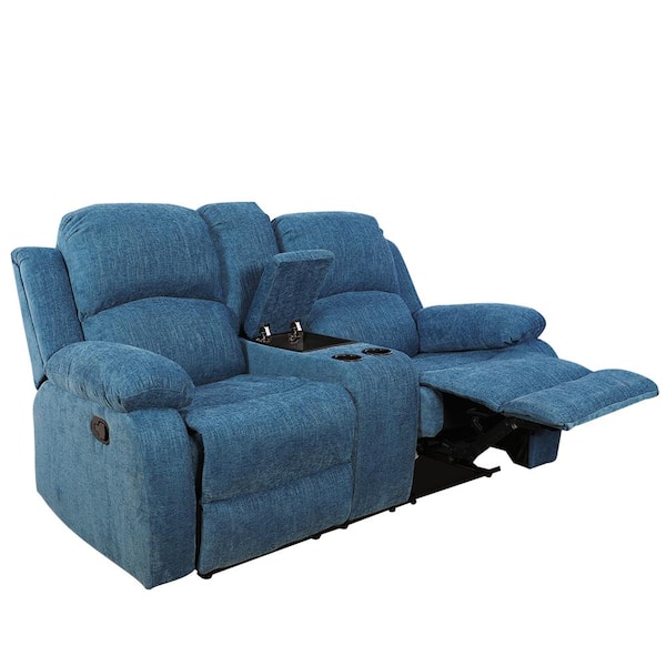 Star Home Living Judy Light Blue Linen Glider Recliner with Swivel