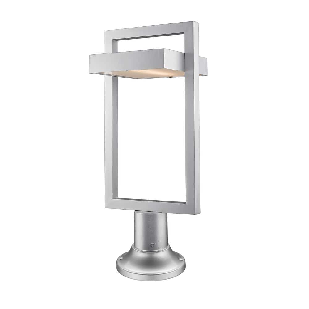 Silver Geometric Steel Outdoor Lantern with Frosted Glass Shade
