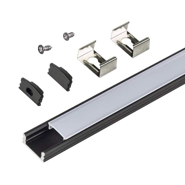Surface Mount LED Tape Light Channel Mounting Hardware, Black (5-Pack)