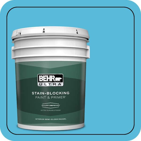 BEHR ULTRA 5 gal. #530B-5 Azurean Extra Durable Semi-Gloss Enamel Interior Paint & Primer