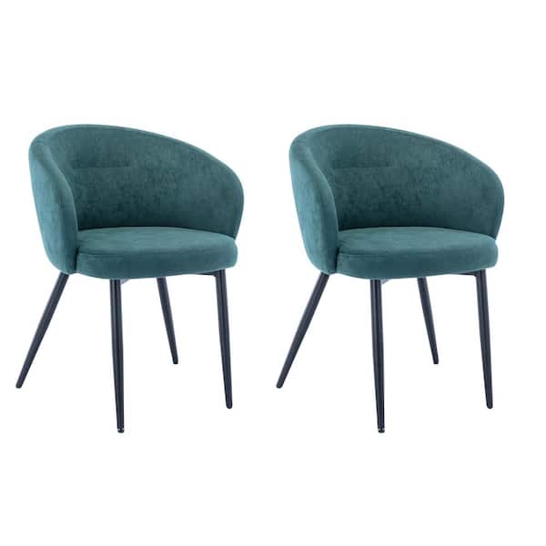 Spaco Green Velvet Modern Style Leisure Upholstered Side Chairs with Metal Legs (Set of 2)