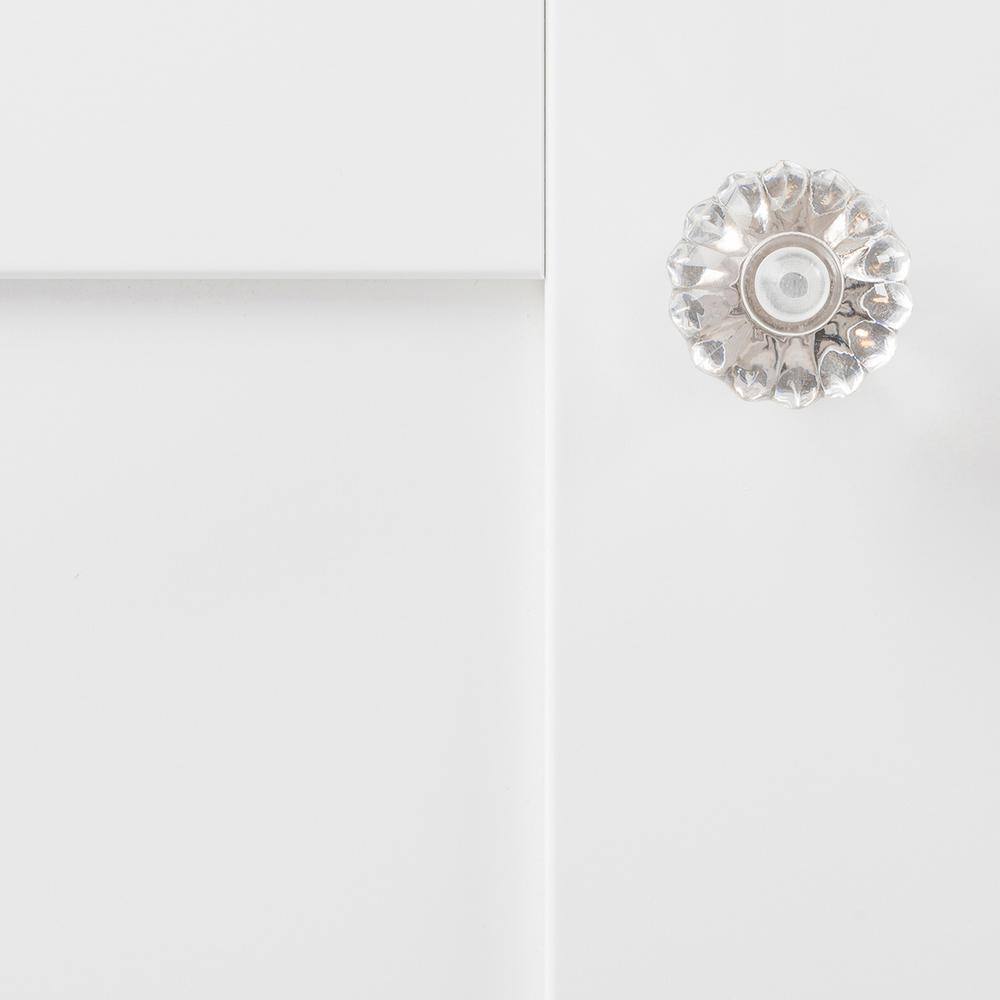 Polished Nickel Round Crystal Cabinet Knob with Mounting Hardware