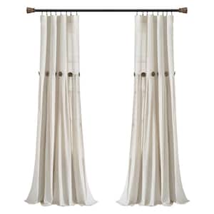Off White Linen Rod Pocket Room Darkening Curtain - 40 in. W x 95 in. L