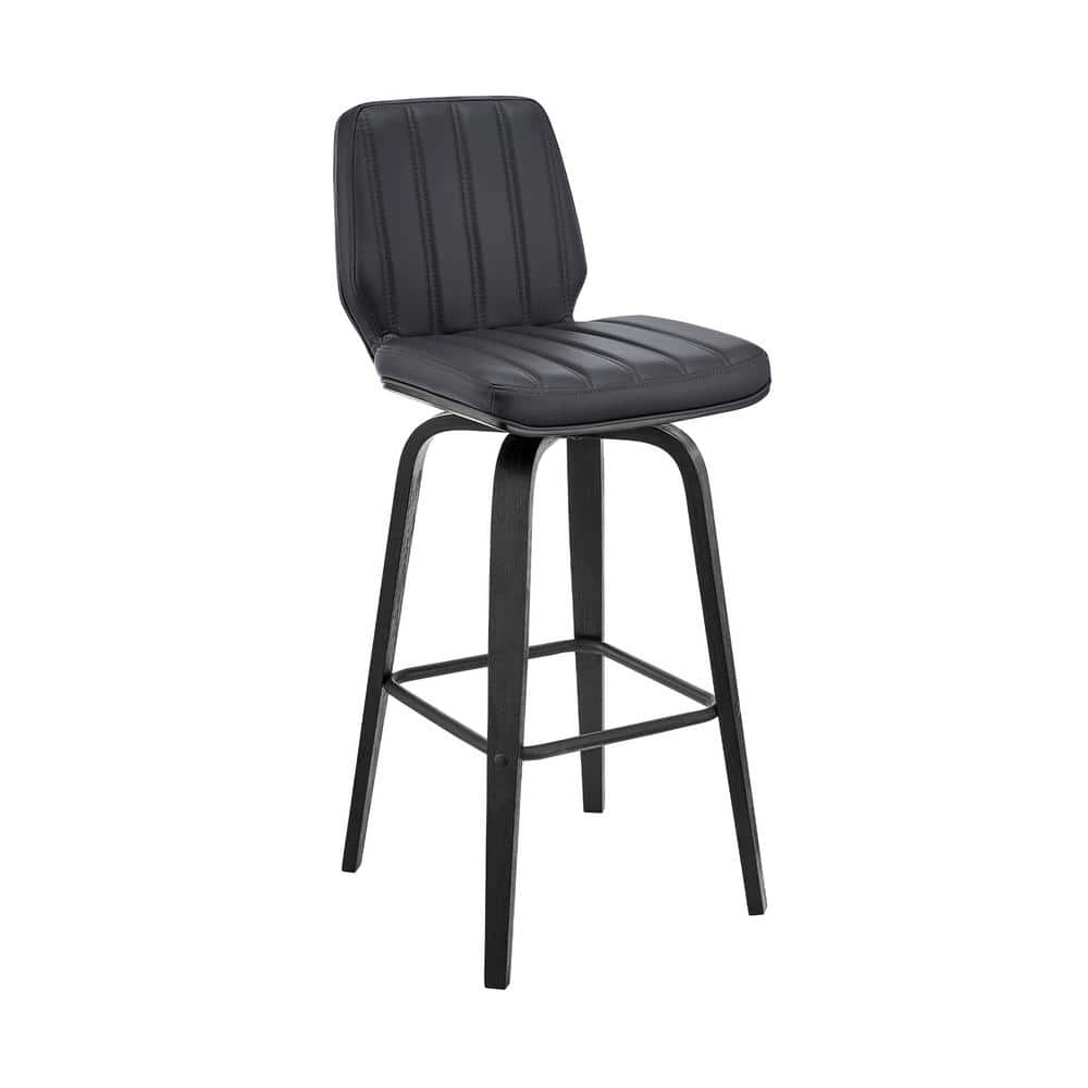 Renee 38 in. Product Height High Back Swivel Grey Faux Leather and Black Wo