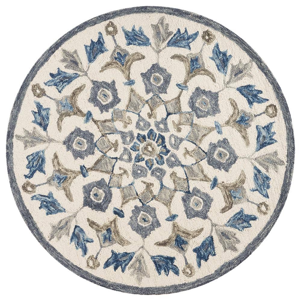 Daliah Floral Blue 4 ft. x 4 ft. Medallion Indoor Area Rug