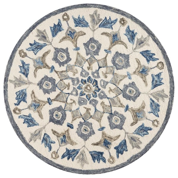 Daliah Floral Blue 4 ft. x 4 ft. Medallion Indoor Area Rug
