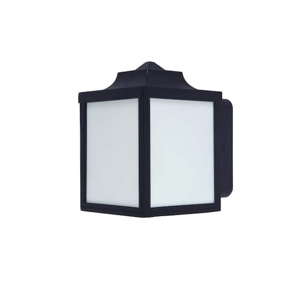 Hampton Bay Black Outdoor Integrated, Black Outdoor Wall Lantern Sconce 2 Pack