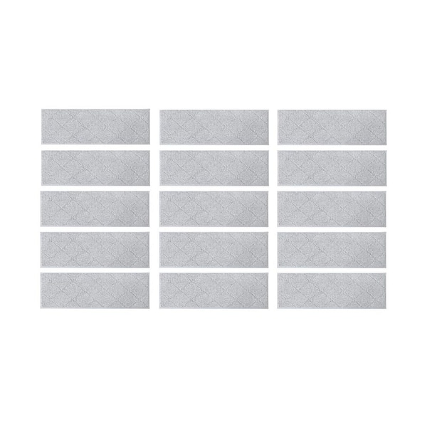 Grey 9 in. x 28 in. Polyester Stair Tread Cover (Set of 15)