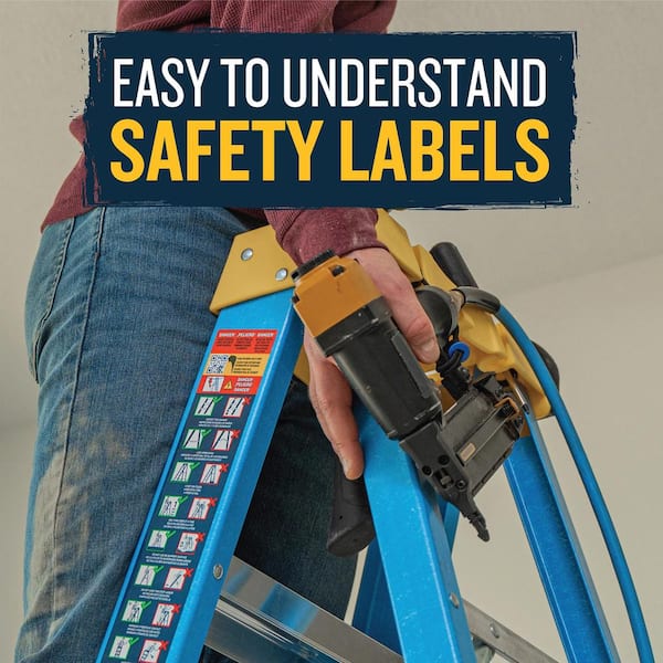 Werner - 8 ft. Fiberglass Step Ladder (12 ft. Reach Height) with 250 lb. Load Capacity Type I Duty Rating