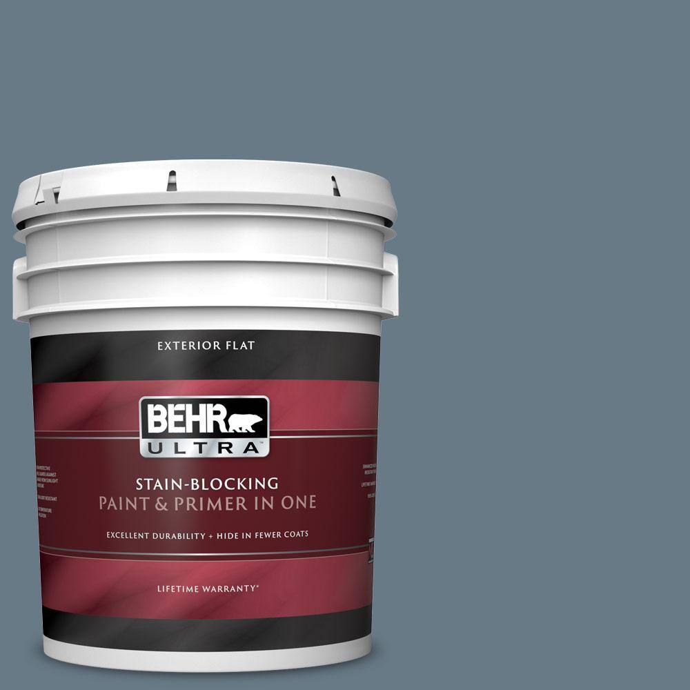 BEHR ULTRA 5 gal. N4905 Charcoal Blue Flat Exterior Paint and Primer