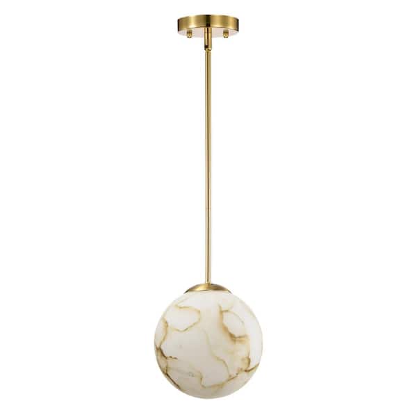 Baxter 11 in. 1-Light Indoor Satin Gold Finish Pendant Light with Light Kit