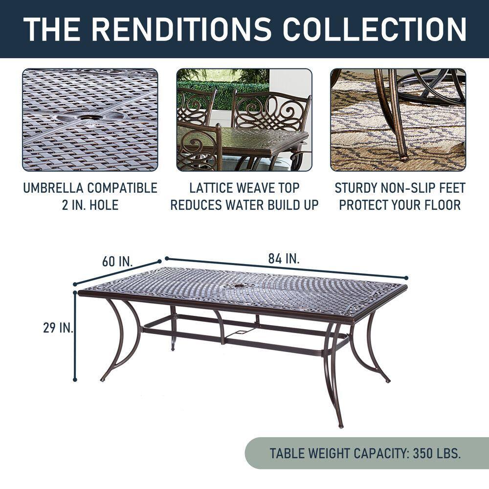 Renditions 11-Piece Bronze Aluminum Outdoor Dining Set with White Sunbrella Cushions
