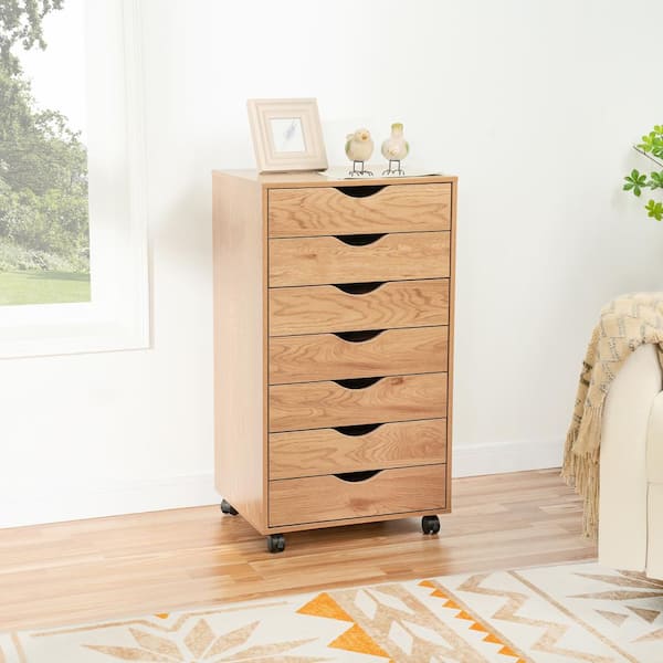 Natural Wooden Storage Cabinet with Drawers