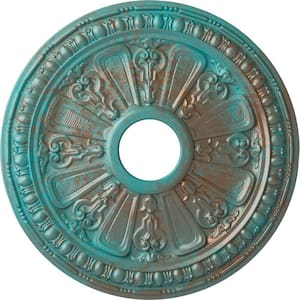 1-1/8 in. x 18-1/8 in. x 18-1/8 in. Polyurethane Raymond Ceiling Medallion, Copper Green Patina