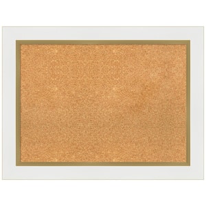 Eva White Gold 33.25 in. x 25.25 in. Framed Corkboard Memo Board