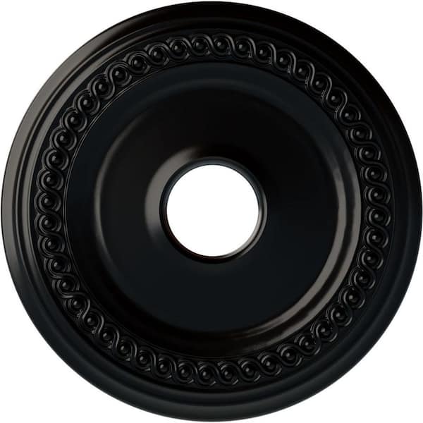 Ekena Millwork 1-1/8" x 18-5/8" x 18-5/8" Polyurethane Classic Ceiling Medallion, Hand-Painted Jet Black