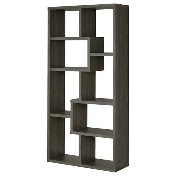 Coaster Theo 70.75 in. Tall Weathered Gray Wood 8-shelf Etagere