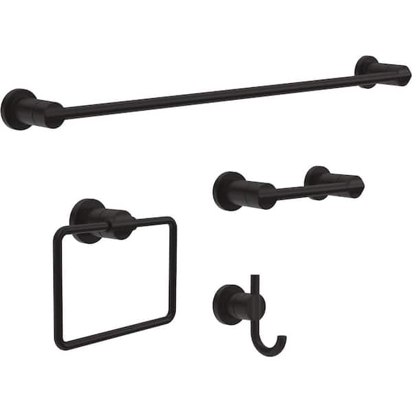 Ntipox 5 Piece Stainless Steel Matte Black Bathroom Hardware Accessories Set  Include Towel Bar Set Matte Black, 24 inch Bath Accessori