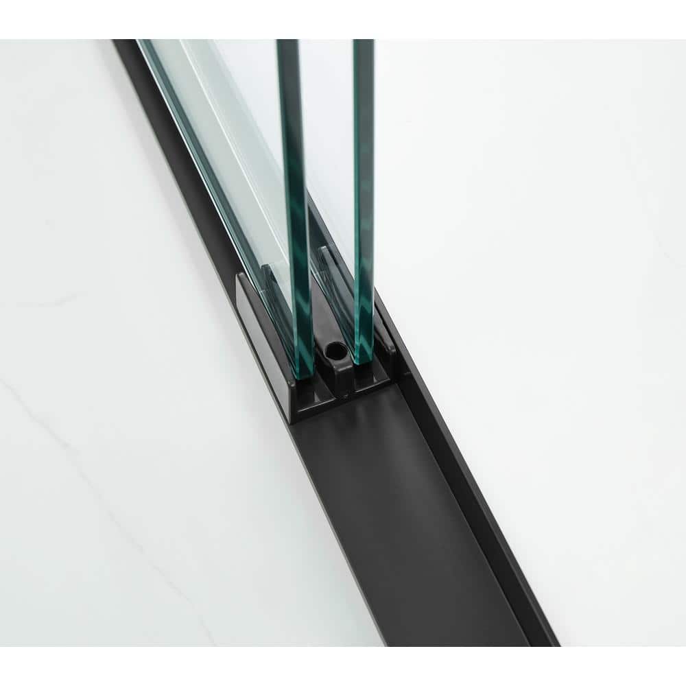 60" Matte Black Aluminum Framed Double Sliding Shower Door