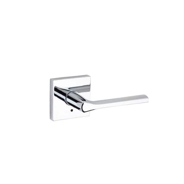 Kwikset Lisbon Polished Chrome Square Privacy Bed/Bath Door Handle with Lock